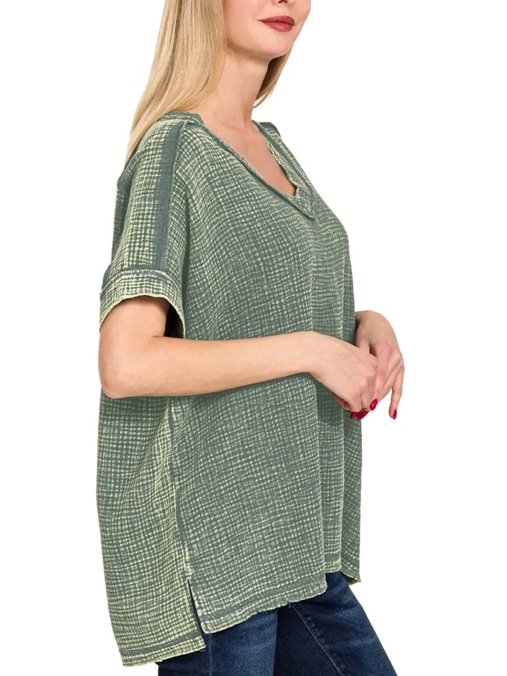 🆕 Zenana women's double-gauze crinkle cotton top
